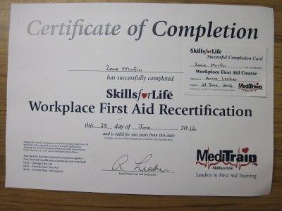 First aid cert 1 400 First aid cert 1 400